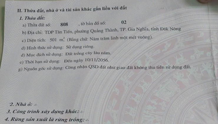 Đất Đẹp - Giá Tốt - Chính Chủ Cần Bán Đất Tặng Kèm Nhà Tại Phường Quảng Thành,  Gia Nghĩa , Đăk Nông