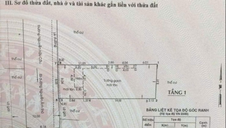 BÁN NHÀ MẶT TIỀN NGUYỄN HỬU CẦU, TRUNG CHÁNH, HÓC MÔN, (8x26) GIÁ 13.9T