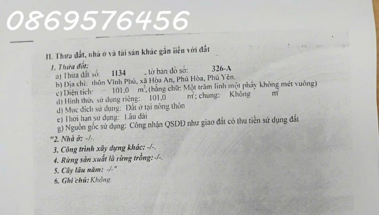 BÁN NHÀ LẦU NGAY XÃ HOÀ AN, HUYỆN PHÚ HOÀ, PHÚ YÊN