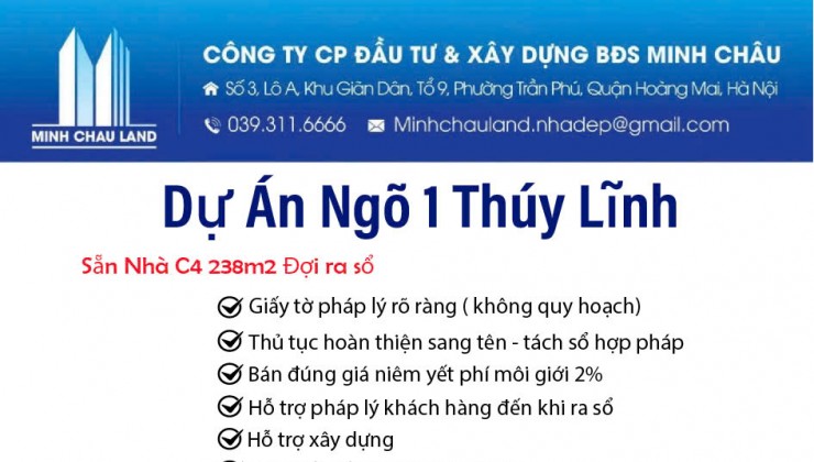 Chính chủ cần bán nhà C4 238m có thể chia lô đầu tư