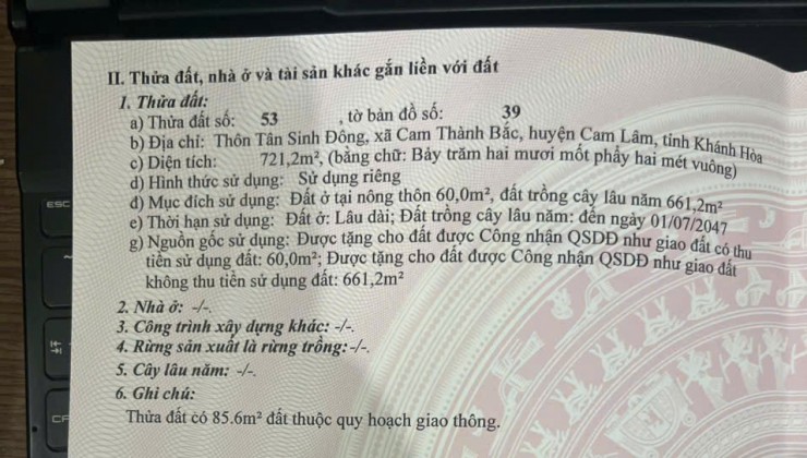 Đất Đẹp - Giá Tốt - Chính Chủ Cần Bán Lô Đất Vị Trí Đẹp Tại Xã Cam Thành Bắc, Cam Lâm Khánh Hòa