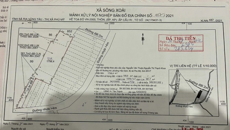 HOT HOT - CẦN BÁN NHANH LÔ ĐẤT ĐẸP - Giá Đầu Tư Tại Xã Sông Xoài, Thị Xã Phú Mỹ, BRVT