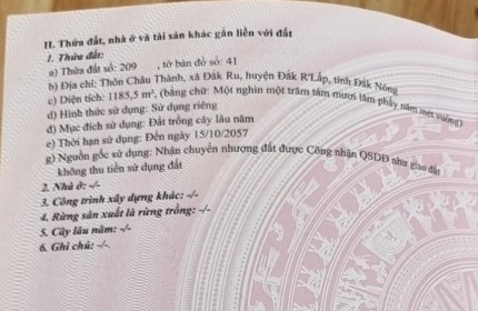 Cần bán nhanh lô đất thôn Châu Thành , Xã Đắk Rũ, Huyện Đắk RLấp, Tỉnh Đắk Nông.