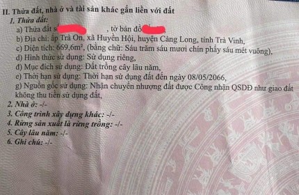 Chính Chủ Bán Nhanh Lô Đất Tại Ấp Trà On, Xã Huyền Hội, Huyện Càng Long, Trà Vinh