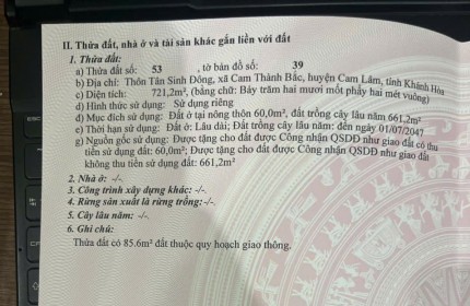 Đất Đẹp - Giá Tốt - Chính Chủ Cần Bán Lô Đất Vị Trí Đẹp Tại Xã Cam Thành Bắc, Cam Lâm Khánh Hòa