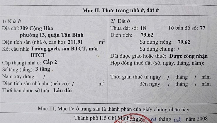 Bán nhà chính chủ đường Cộng Hòa, Tân Bình, Tp HCM, giá là 20 tỷ