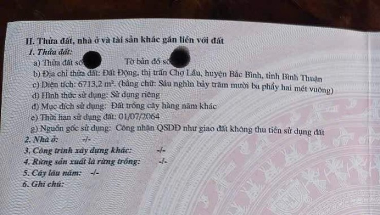 Ngộp bank bán gấp 6,7 sào đất tại thị trấn Chợ Lầu cách biển 3,7km, giá chỉ 60K/m2, SHR