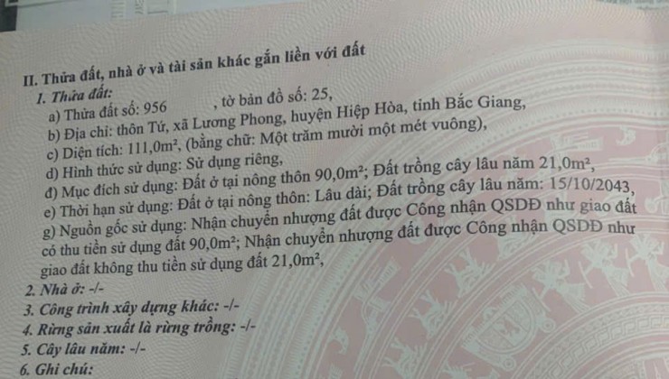 [HOT!!] Chỉ vài trăm triệu có ngay lô đất đẹp gần kcn tại Hiệp Hòa, Bắc Giang. LH nhanh: 0848 668 233