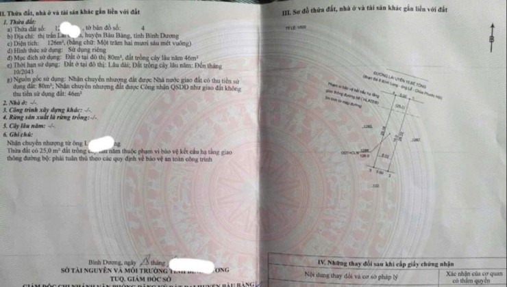 !! SIÊU PHẨM GIÁ TỐT * GỒNG HẾT NỔI NỢ NGÂN HÀNG * CHÍNH CHỦ BÁN LÔ ĐẤT TẠI BÀU BÀNG, BÌNH DƯƠNG => Trước Mua Đất  Hơn 1.2tỷ Giờ cần Bán giá hơn