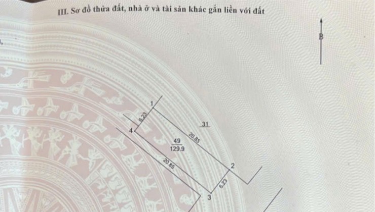 Bán lô đất 3 mặt tiền 129m2 Cao Lỗ, Uy Nỗ, Đông Anh, Hà Nội