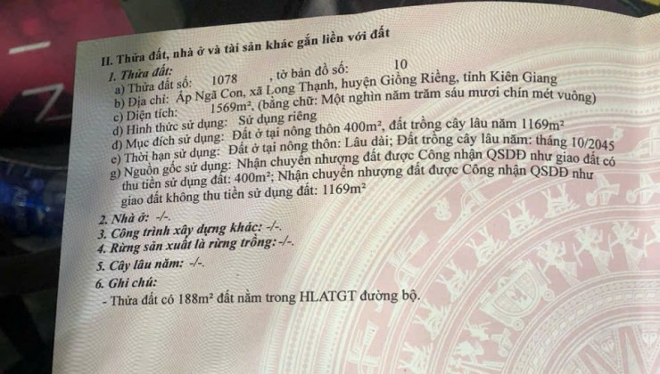 %%CHÍNH CHỦ CẦN BÁN LÔ ĐẤT Ở ẤP NGÃ CON - XÃ LONG THẠCH  - H.GIỐNG RIỀNG - KIÊN GIANG.