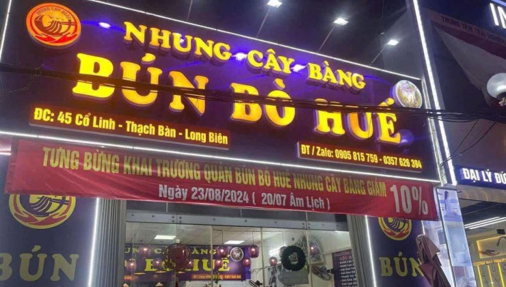 SANG NHƯỢNG QUÁN BÚN BÒ HUẾ VỊ TRÍ ĐẮC ĐỊA 45 CỔ LINH