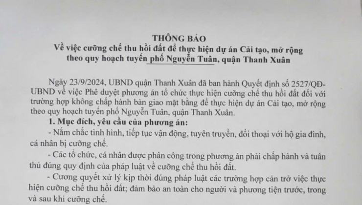 HOT HOT HOT CHUNG CƯ VIHA 107 NGUYỄN TUÂN SẢN PHẨM CHẮC CHĂN SẼ TĂNG GIÁ THƠI GIAN TỚI VÌ ĐÃ CÓ XÁC NHẬN MỞ RỘNG ĐƯỜNG NGUYỄN TUÂN