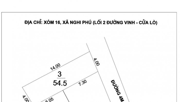 Bán 3 lô lối 2 đường 72m, Xóm 16 Nghi Phú, TP Vinh