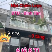 NHÀ 3 TẦNG 80M2 - 5X16 - CHIẾN LƯỢC - BÌNH TÂN - NHỈNH  6 TỶ 5