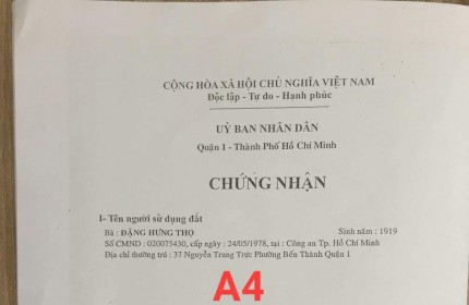 Bán nhà 37 Nguyễn Trung Trực, phường Bến Thành, DT 35x30=1055m2, có GPXD cao 15 tầng