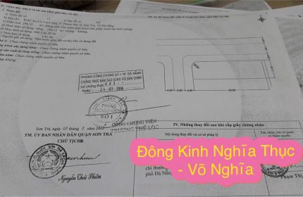 Bán lô 2 mt ĐÔNG KINH NGHĨA THỤC-VÕ NGHĨA, Phước Mỹ, STrà, Đà Nẵng dt 294m2 giá 42 tỷ.