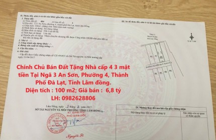 Chính Chủ Bán Đất Tặng Nhà cấp 4 3 mặt tiền Tại Phường 4, TP Đà Lạt, Tỉnh Lâm Đồng.