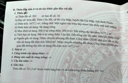 CẦN BÁN LÔ ĐẤT  30M Ngang Mặt Tiền Dt741  TẠI Đường ĐT 741, Xã Bù Gia Mập, Bù Gia Mập, Bình Phước