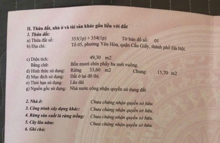 Chính chủ bán căn nhà cầu giấy diện tích bìa đỏ 33,6