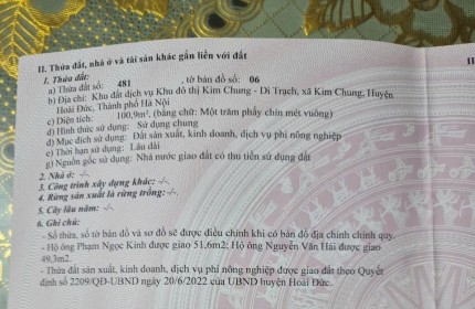 Chính Chủ Cần Bán Đất Dịch Vụ Thăng Long 9, Lai Xá, Kim Chung, Hoài Đức, Hà Nội