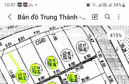 Bán 2 lô 160m2 đất đấu giá Trung Thành, Hưng Đông, TP Vinh