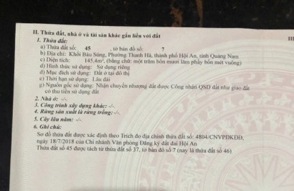 Chính chủ cần bán 2 lô đất liền kề tại Khối Bàu Súng, Phường Thanh Hà, Thành Phố Hội An, Tỉnh Quảng Nam