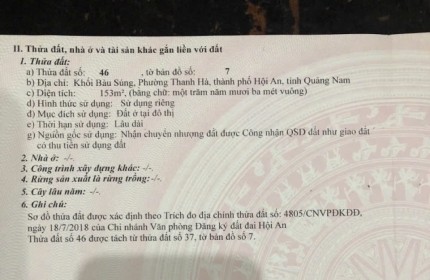 Chính chủ cần bán 2 lô đất liền kề tại Khối Bàu Súng, Phường Thanh Hà, Thành Phố Hội An, Tỉnh Quảng Nam