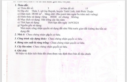 BÁN ĐẤT LỚN THÔN 3, XÃ GIA HUYNH, HUYỆN TÁNH LINH, BÌNH THUẬN GIÁ 50 TỶ