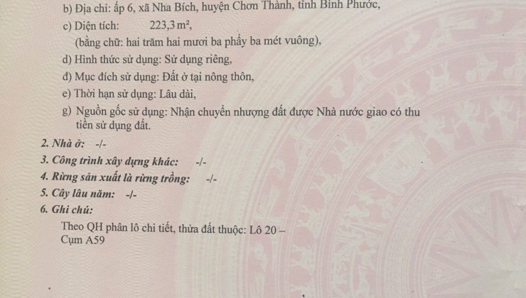 Bán Lô Đất A59, Ấp 6, Xã Nha Bích – Lô Góc 2 Mặt Tiền Giá 750 Triệu