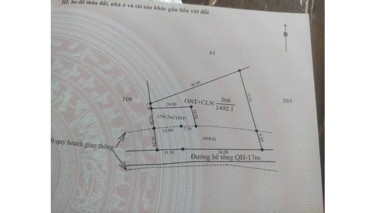 Chính chủ cần bán mảnh vườn thuộc QH KĐT Phú Xuân (ngay sau Công ty Cà Phê 49)