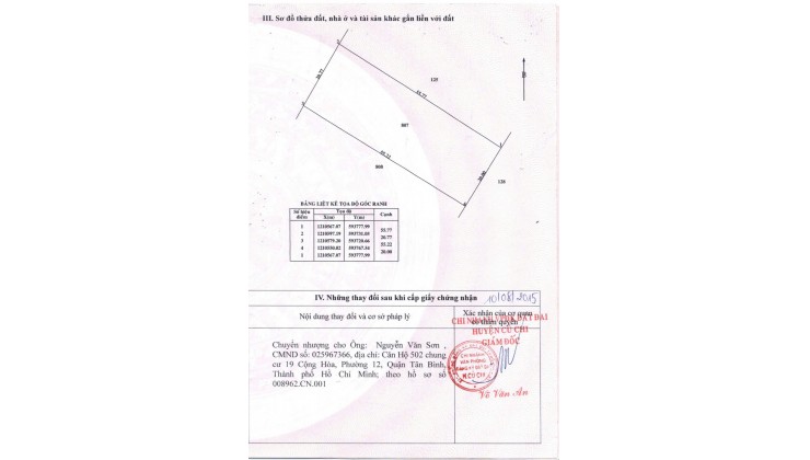 CHÍNH CHỦ KẸT TIỀN CẦN BÁN MIẾNG ĐẤT DT  1852,6M2 TẠI TÂN THẠNH ĐÔNG  CỦ CHI