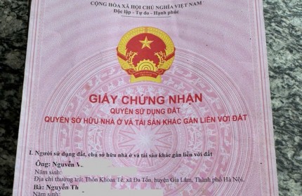 Chính chủ bán đất xã Đa Tốn - Gia Lâm - Hà Nội chỉ 110 tr/ m2