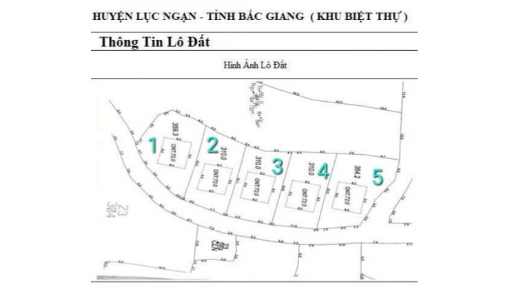 Cấn Bấn 5 lô  biệt thự F0 tại Kiên Thành- Lục Ngạn -Bắc Giang.