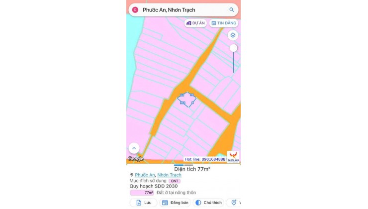 Bán đất Phước An, 77m², full thổ, góc 2 mặt tiền, đường ô tô 2/ Hùng Vương, dân cư xung quanh – Giá 750 triệu