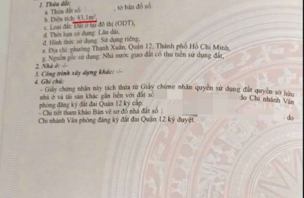 Bán đất hxh Tô Ngọc Vân Q12 , 83m2 ( 4x21 ) , tương lai mt đường 25m , 3tỷ1 TL - 0932030061