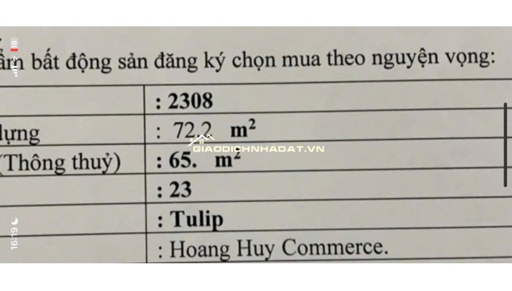 Bán 2 Căn Chung Cư Chính Chủ Tại Hoang Huy Commerce Đường Võ Nguyên Giáp quận Lê Chân.