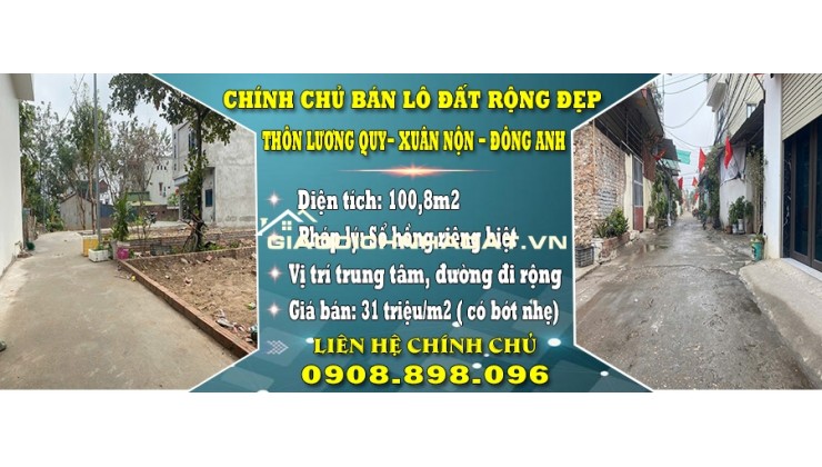 Cần Tiền Bán Nhanh lô đất đep tại Thôn Lương Quy, Xuân Nộn, Đông Anh