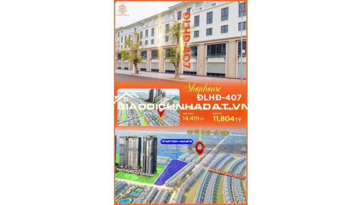 Shophouse đại lộ Hừng Đông Vinhome Ocean Park3, giá chỉ 11.8 tỷ