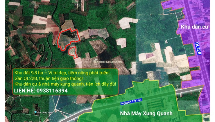 BÁN ĐẤT 9,8HA TÂY NINH – GIÁ CHỈ 31 TỶ, CƠ HỘI ĐẦU TƯ SINH LỜI!