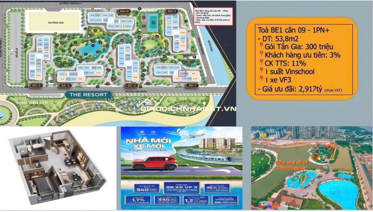 Hàng THƠM CĐT căn hộ BEVERLY 1PN+  Vinhomes Grand Park