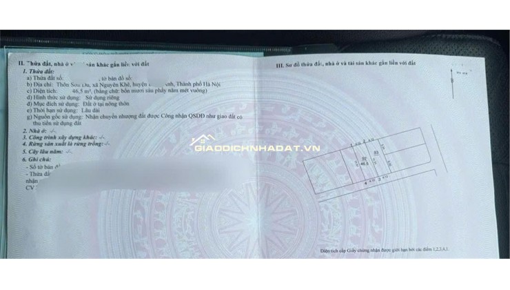 HIẾM-NGUYÊN KHÊ - ĐÔNG ANH - ĐƯỜNG Ô TÔ VÀO ĐẤT - 50M LÊN CAO TỐC NHẬT TÂN NỘI BÀI