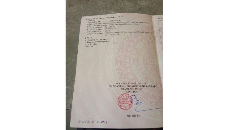 bán lô đất hương mạc từ sơn bắc ninh , diện tích rộng
