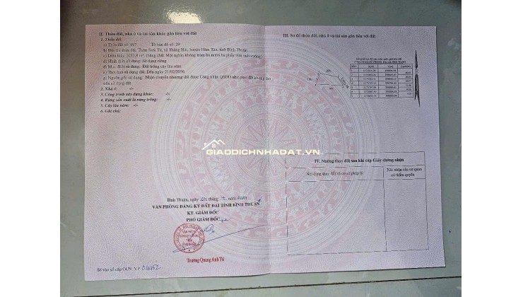 CƠ HỘI ĐẦU TƯ: 1033m2 ĐẤT THỔ CƯ THẮNG HẢI - HÀM TÂN - BÌNH THUẬN - GIÁ CHỈ 1 TỶ - SỔ ĐỎ