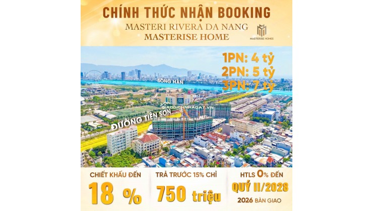 Chính sách siêu đặc biệt tại dự án masteri rivera đà nẵng, cao cấp bên bờ sông hàn, ngắm pháo hoa QT