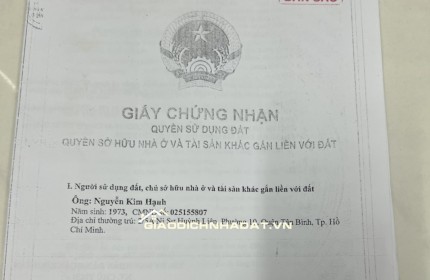 Chính Chủ Bán Đất Bình Trị Đông A Bình Tân HẺM NHỰA 7m OTO Vào Tận Nơi.