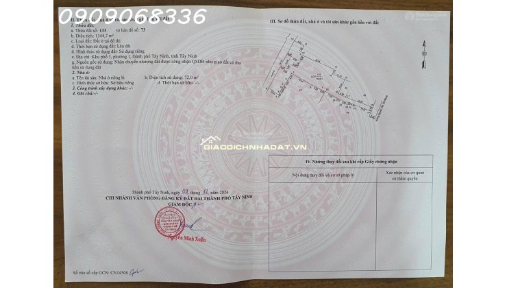 ĐẤT THỔ CƯ ĐƯỜNG NGUYỄN VĂN TỐT - PHƯỜNG 1 - TÂY NINH. GIÁ CỰC TỐT
