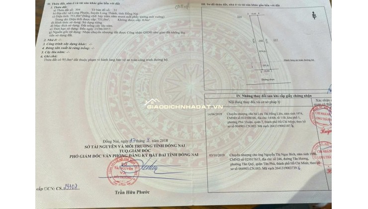 MẶT TIỀN ĐƯỜNG BÀU CẠN- LONG PHƯỚC,LONG THÀNH