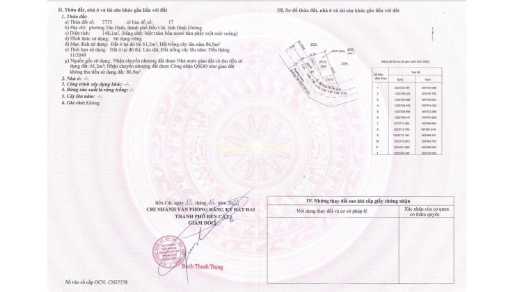 Cần Bán Lô Đất Góc 148m2 Mặt Tiền Nhựa 8m Tại Tân Định Bến Cát