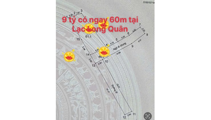Bán Lạc Long Quân, 9 tỷ, 60m2, view đẹp, pháp lý đầy đủ